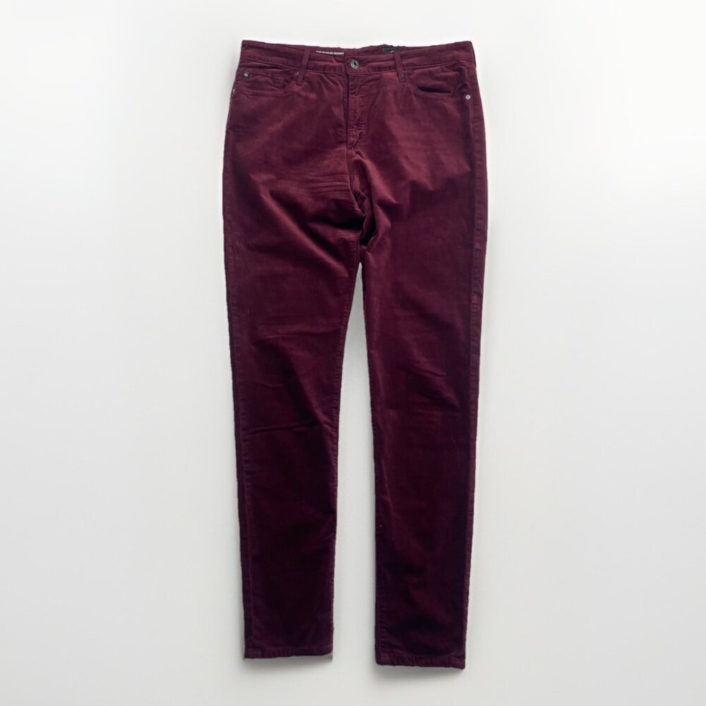 AG Adriano Goldschmied The Farrah Skinny Ankle Velour Jeans Red sz 32R